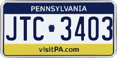 PA license plate JTC3403