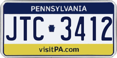 PA license plate JTC3412