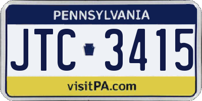 PA license plate JTC3415