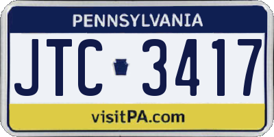 PA license plate JTC3417