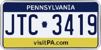 PA license plate JTC3419