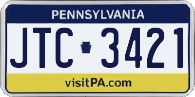 PA license plate JTC3421