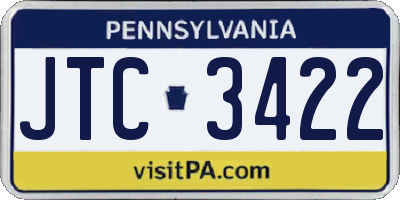 PA license plate JTC3422