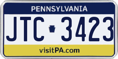 PA license plate JTC3423