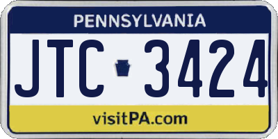 PA license plate JTC3424