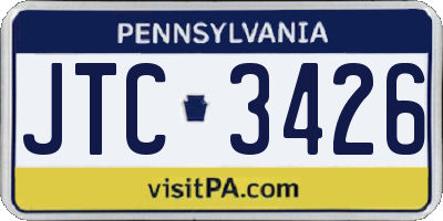 PA license plate JTC3426