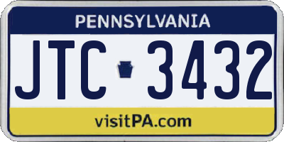 PA license plate JTC3432