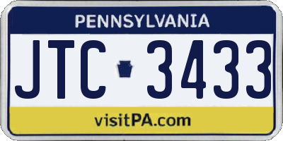 PA license plate JTC3433