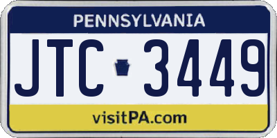 PA license plate JTC3449