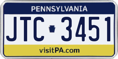 PA license plate JTC3451