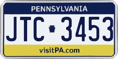 PA license plate JTC3453