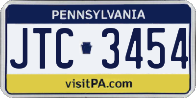 PA license plate JTC3454