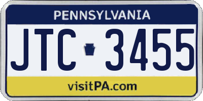 PA license plate JTC3455
