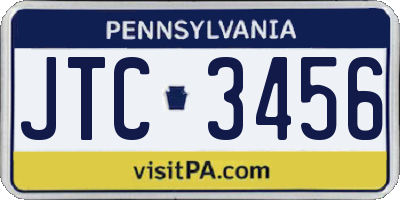 PA license plate JTC3456