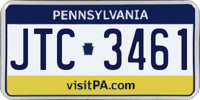 PA license plate JTC3461