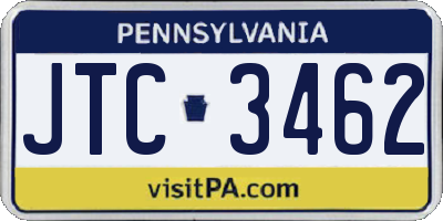 PA license plate JTC3462