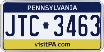 PA license plate JTC3463