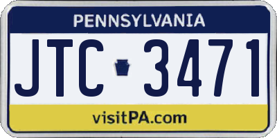 PA license plate JTC3471