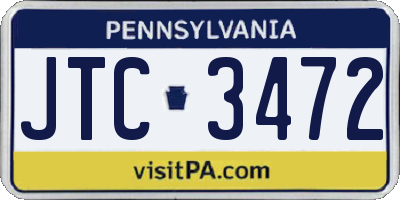 PA license plate JTC3472