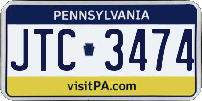 PA license plate JTC3474