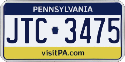 PA license plate JTC3475
