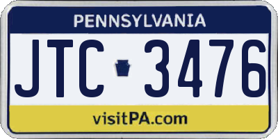 PA license plate JTC3476