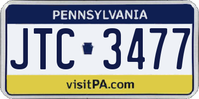PA license plate JTC3477