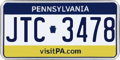 PA license plate JTC3478