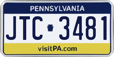 PA license plate JTC3481