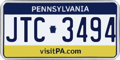 PA license plate JTC3494