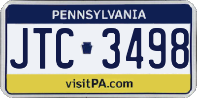 PA license plate JTC3498