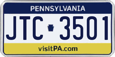 PA license plate JTC3501