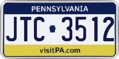 PA license plate JTC3512