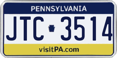 PA license plate JTC3514