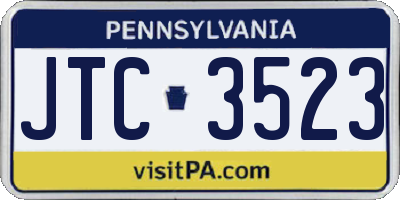 PA license plate JTC3523