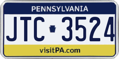 PA license plate JTC3524
