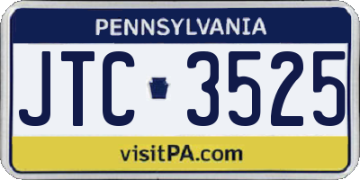 PA license plate JTC3525