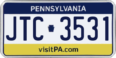 PA license plate JTC3531