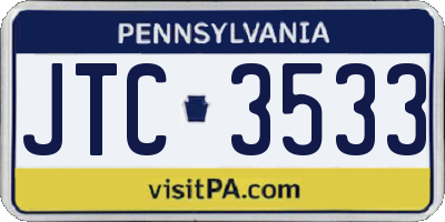 PA license plate JTC3533