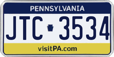 PA license plate JTC3534