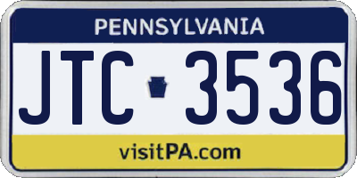 PA license plate JTC3536