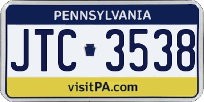 PA license plate JTC3538