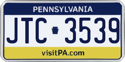 PA license plate JTC3539