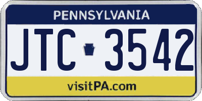 PA license plate JTC3542