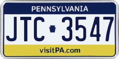 PA license plate JTC3547
