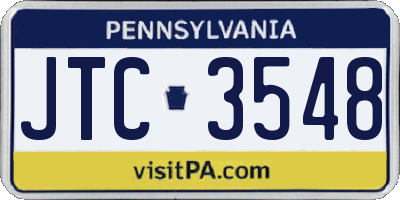 PA license plate JTC3548
