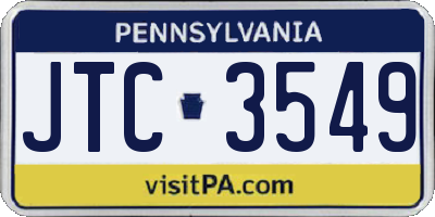 PA license plate JTC3549