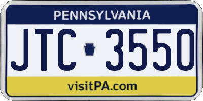 PA license plate JTC3550