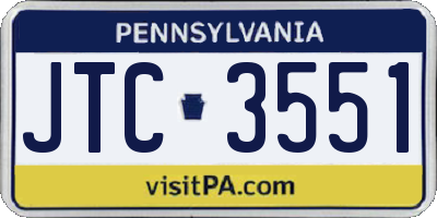 PA license plate JTC3551