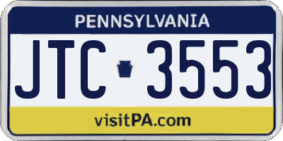 PA license plate JTC3553